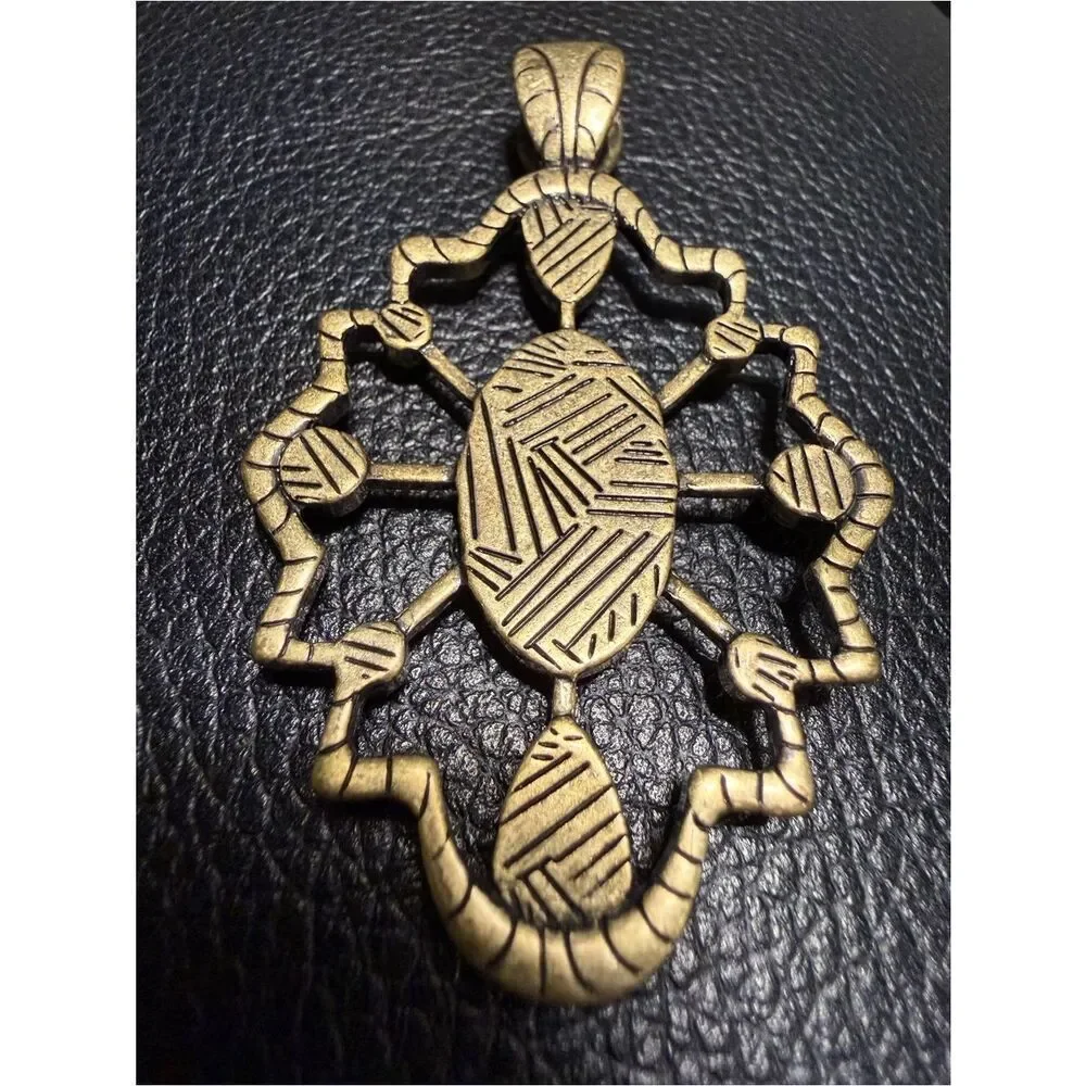 Vintage Gold Tone Statement Pendant Women Large Boho Gemstone Wide Bail